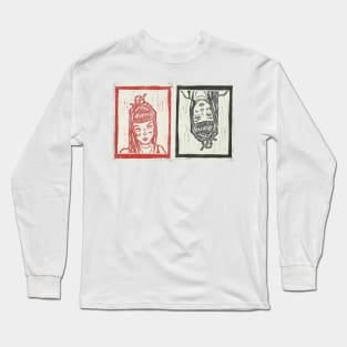 Linocut print Girls Long Sleeve T-Shirt